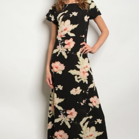 Black Floral Maxi Dress - Picture 2 of 2